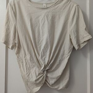 Lululemon Athletica Cream Tie Front Short Sleeve Tee